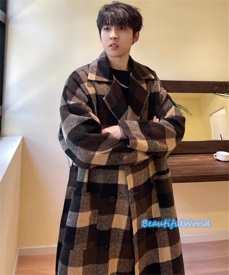 チェスターコート メンズ ミドルコート ロングコート ビジネスコートチェック柄 冬服アウター 紳士服 防寒 保温 秋冬 暖かい 暖かい 防寒着N38