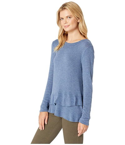 モッドドック レディース ニット・セーター アウター So Soft Sweater Knit Long Sleeve Pullover with Asymmetrical Flounce Hem モッドドック レディース ニット・セーター アウター So Soft Sweater Knit Long Sleeve Pullover with Asymmetrical Flounce Hem