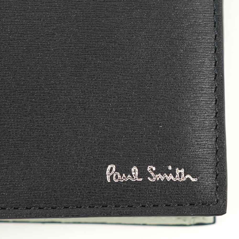 ポールスミス 財布 小銭入れ付 二つ折り財布 ブラック ミントグリーン PAUL SMITH M1A-4833-MSTRGS-79