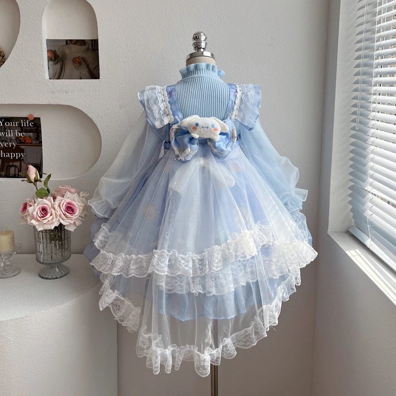 秋と冬の新しいスタイルの女の子メッシュスカート漫画子供の誕生日ドレススカートセータースカート 子供服子供スカート 24男女兼用その他の子供服その他