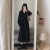 黒のドレス秋冬服森女性フレンチレトロ長袖気質Vネックロングスカートヘップバーンスタイルリトルブラックドレス