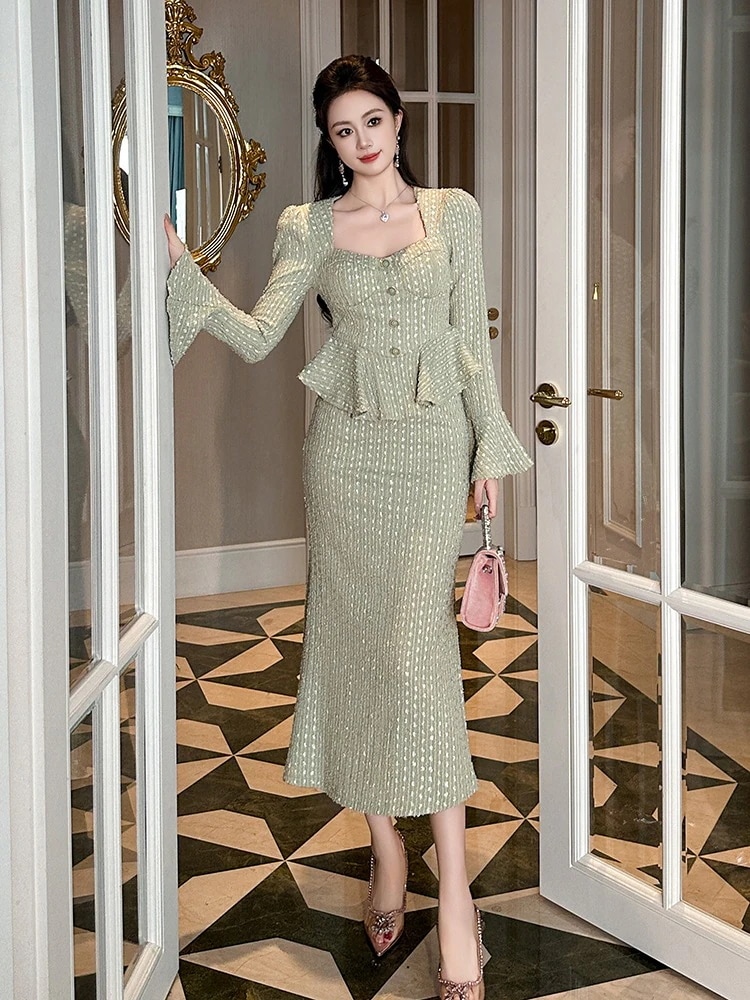 秋冬 ファッション長袖 ドレス オールインワン スーツワンピース フリル キャバ 卒業式 結婚式 ウェディング 二次会 パーティードレス ワンピース