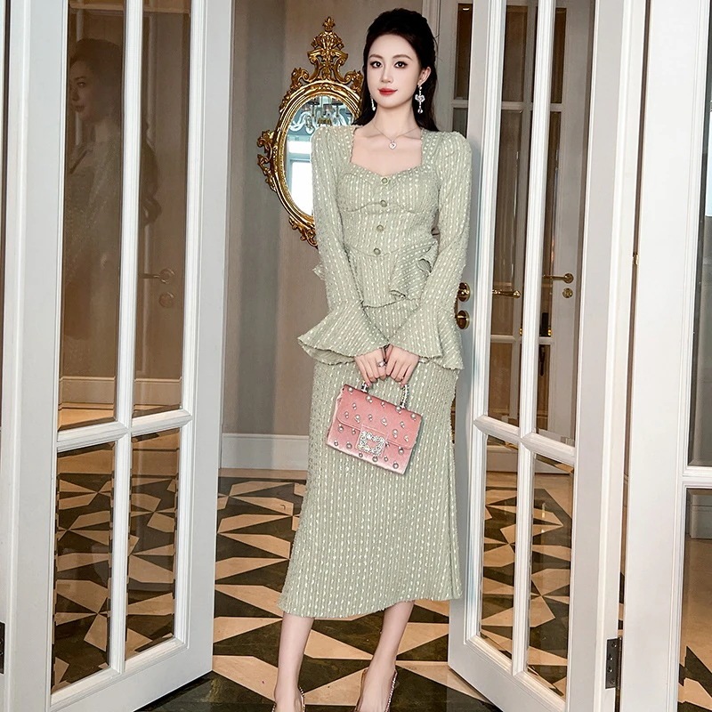 秋冬 ファッション長袖 ドレス オールインワン スーツワンピース フリル キャバ 卒業式 結婚式 ウェディング 二次会 パーティードレス ワンピース