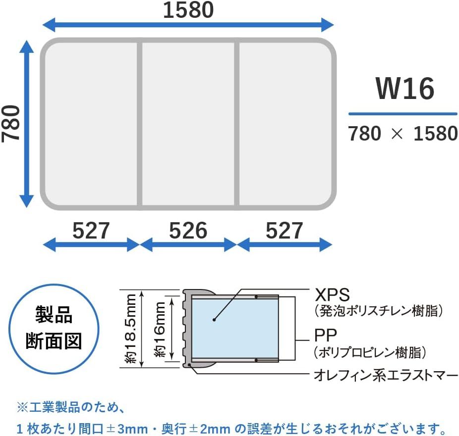 エッジ防カビ加工 軽量組合せ式風呂ふた A-かるふた(3枚割) W16 ライトグレー(リバーシブル) 78×158cm mulan778.net