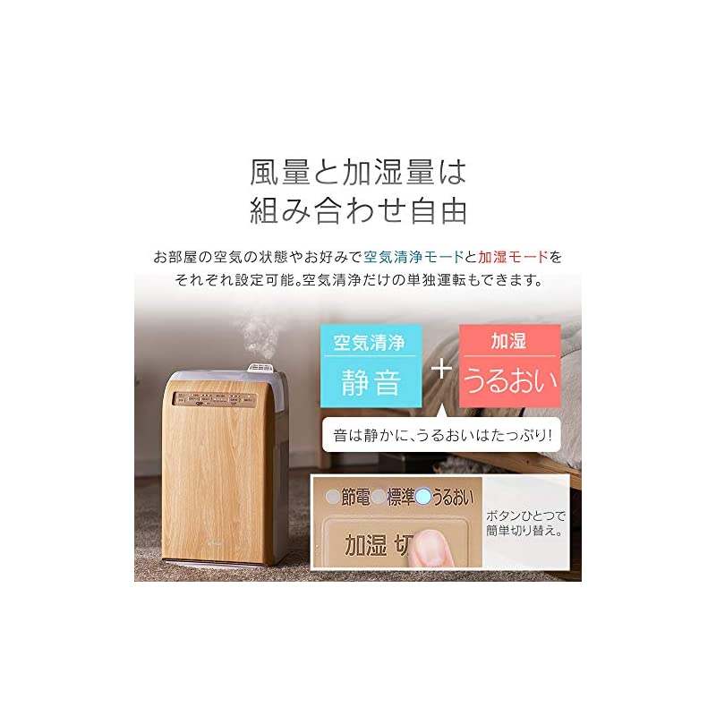 【即納】アイリスオーヤマ 空気清浄機 加湿機能付き 10畳 マイナスイオン 脱臭 花粉 加熱式 デザインモデル 薄木目 RHF-253-TM