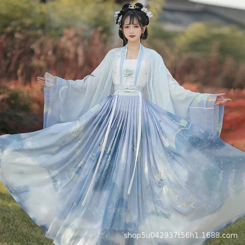 アンティーク韓服の女性のウエスト丈刺繍プリント スカート スーツの新スタイル