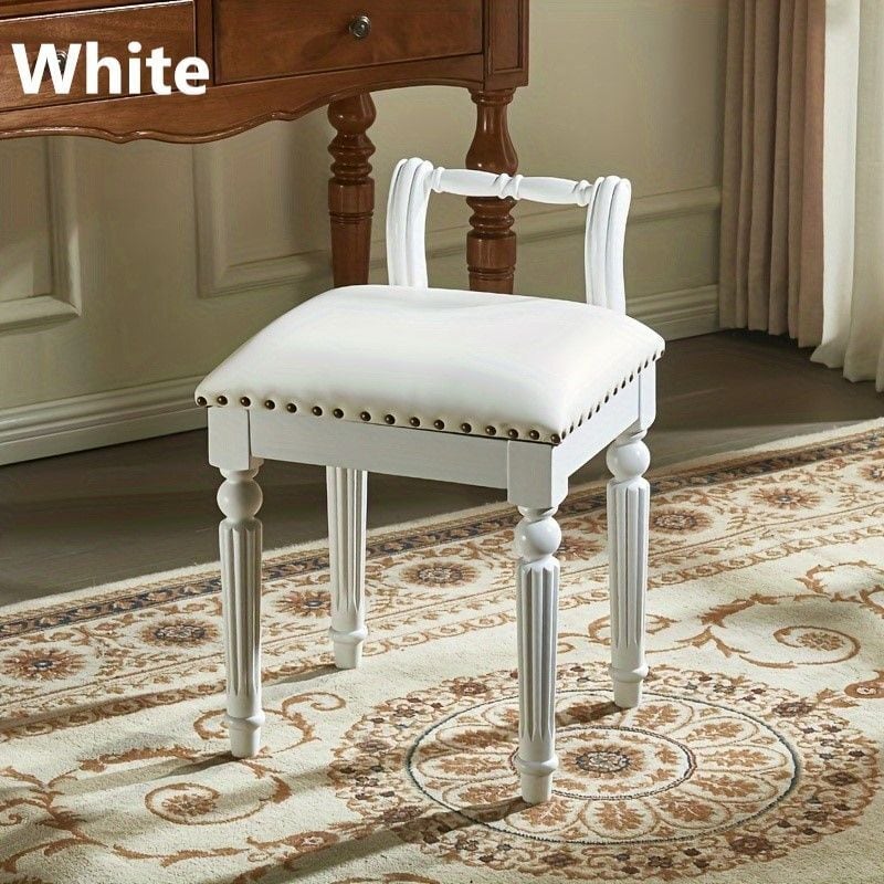 ドレッサー チェア ラグジュアリー レザー 調 生地 おしゃれ かわいい インテリア 北欧 スツール オットマン 化粧 椅子 ホワイト 4-7 ドレッサー チェア ラグジュアリー レザー 調 生地 おしゃれ かわいい インテリア 北欧 スツール オットマン 化粧 椅子 ホワイト 4-7