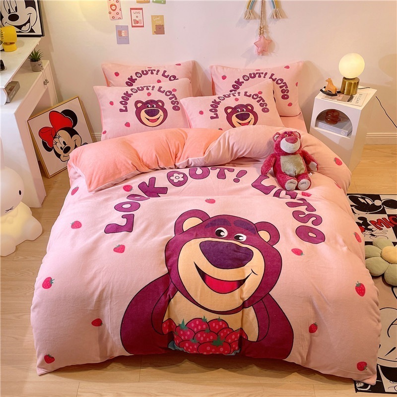 ハローキティ冬増粘ミルクベルベット3点または4点セットサンリオ子供用両面コーラルベルベットシーツキルトカバー