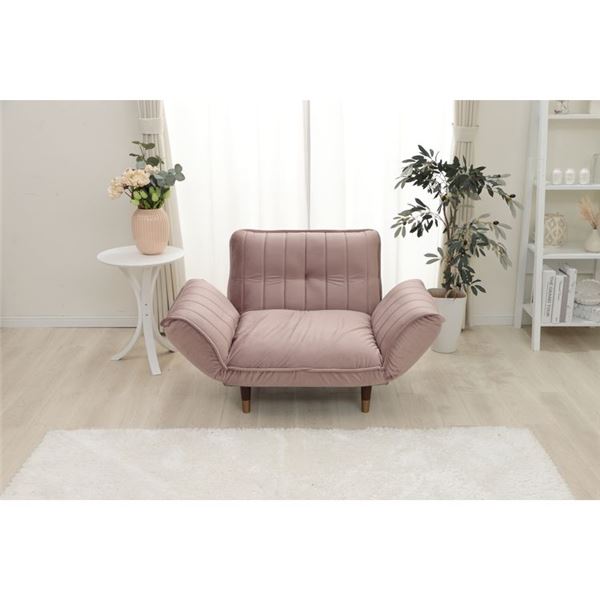 大人かわいいカウチソファ 1人掛け（ベロア） ベージュ