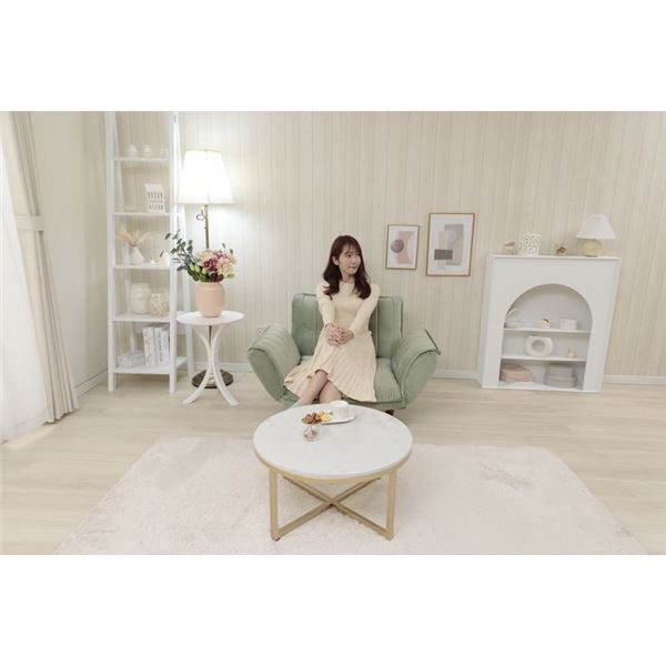 大人かわいいカウチソファ 1人掛け（ベロア） ベージュ