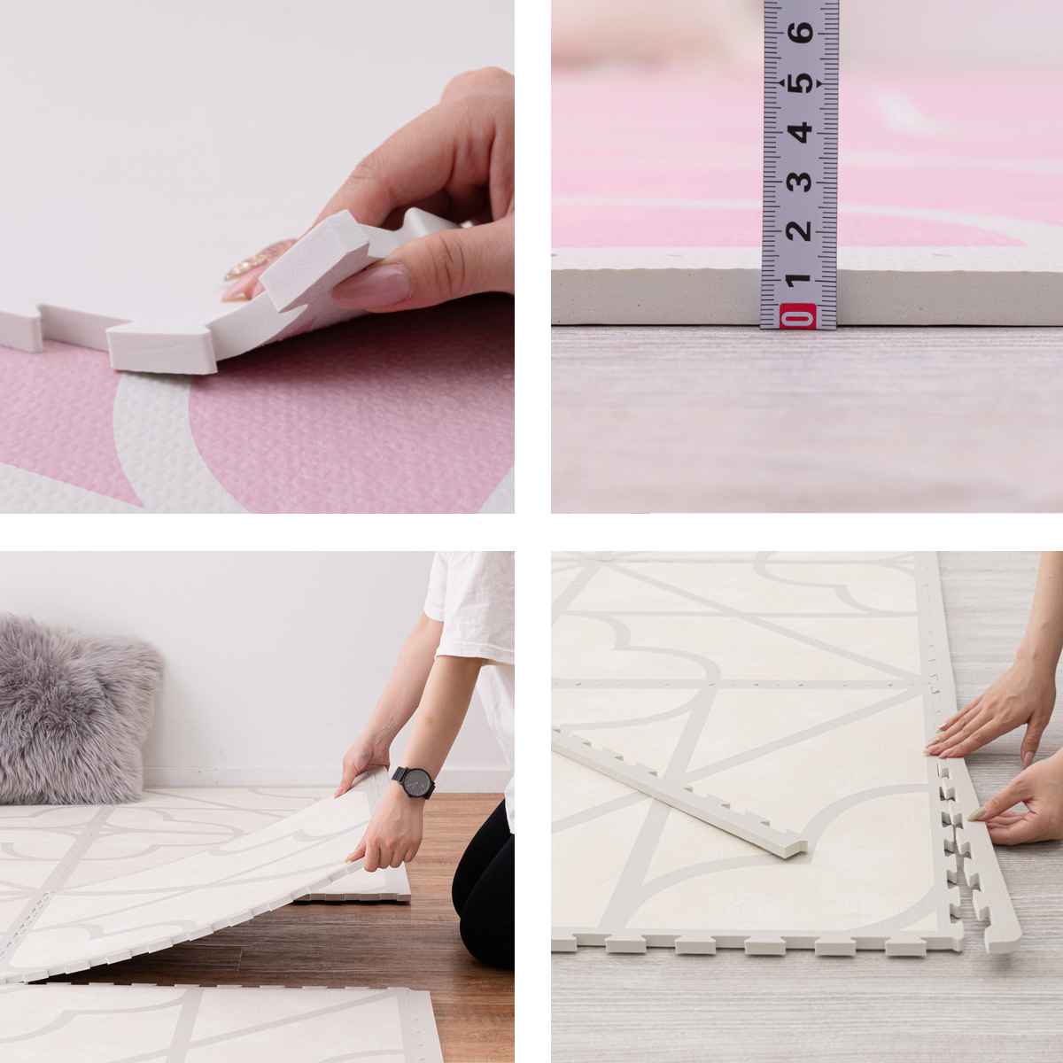 ラグ 60x60cm レトロデザインのジョイントマット キュロス 9枚組