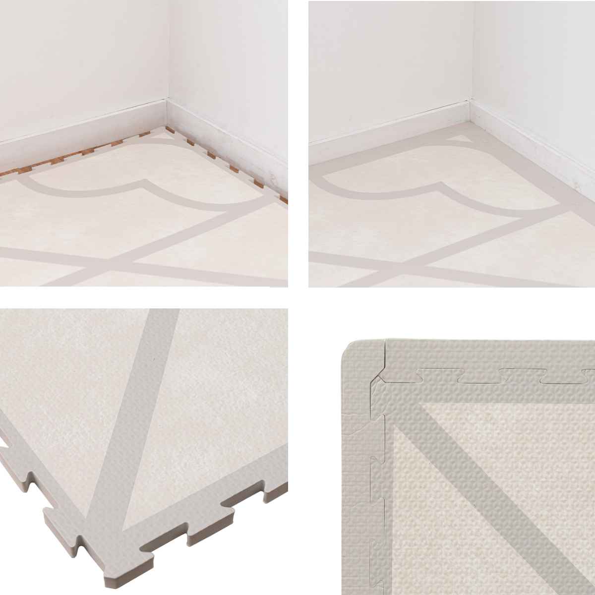 ラグ 60x60cm レトロデザインのジョイントマット キュロス 9枚組