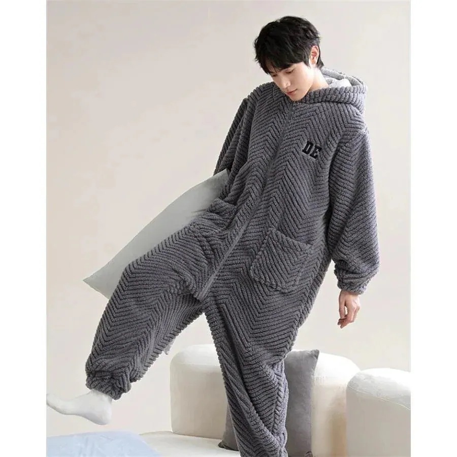 モコモコ ルームウェア メンズ 着ぐるみ パジャマ 長袖 冬用 カバーオール クマ耳 フード付き オールインワン 寝巻き 前開き彼氏 着る毛布 おもしろ 修学旅行