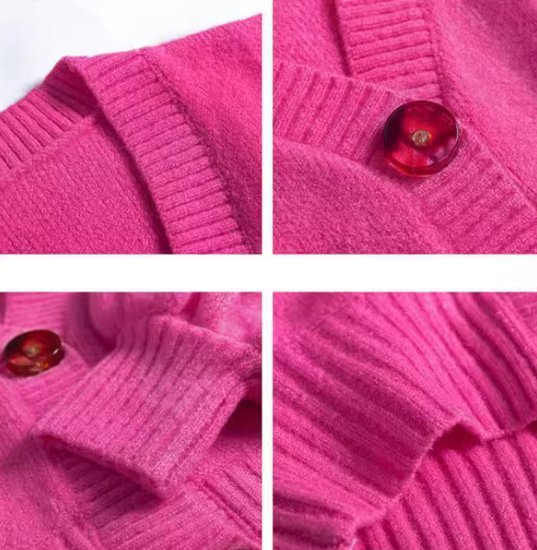 ニットカーディガン レディース カーディガン ニット セーター トップス Ｖネック 羽織 フロントボタン ショート丈 ボリューム袖 シンプル 無地 カジュアル お出かけ おしゃれ 秋冬 ファッション