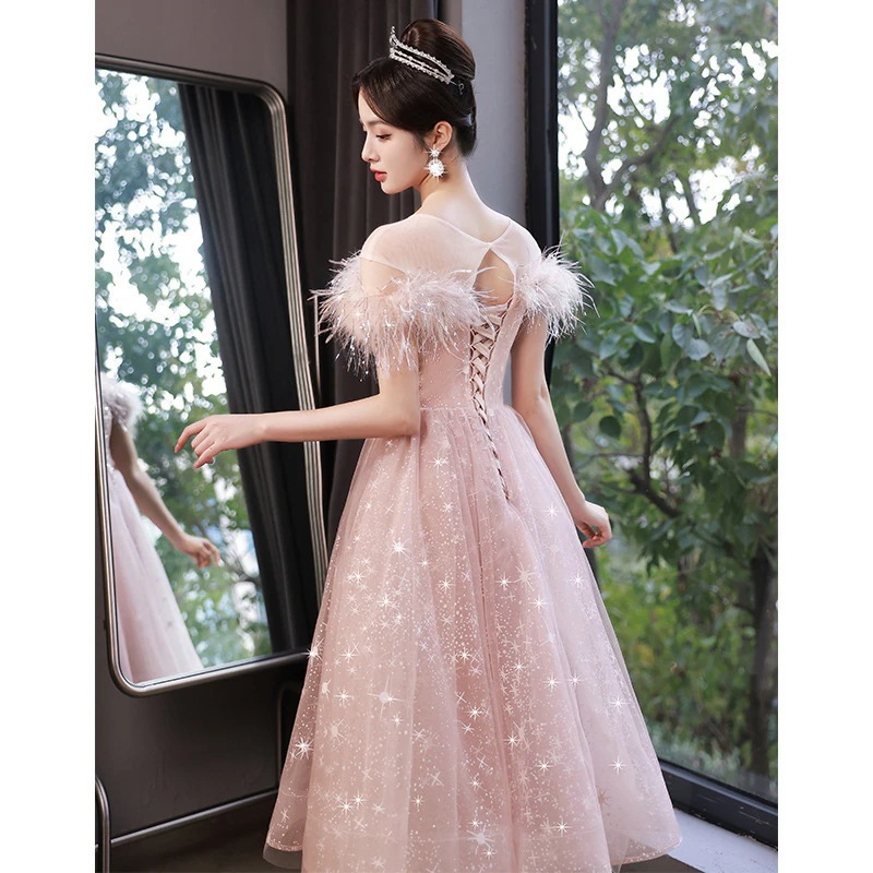 女性のためのイブニングドレス春の光の高級ハイエンドピンクのウェディングドレスアートテストホスト18歳の女の子成人式星空プリンセスドレス 女性のためのイブニングドレス春の光の高級ハイエンドピンクのウェディングドレスアートテストホスト18歳の女の子成人式星空プリンセスドレス