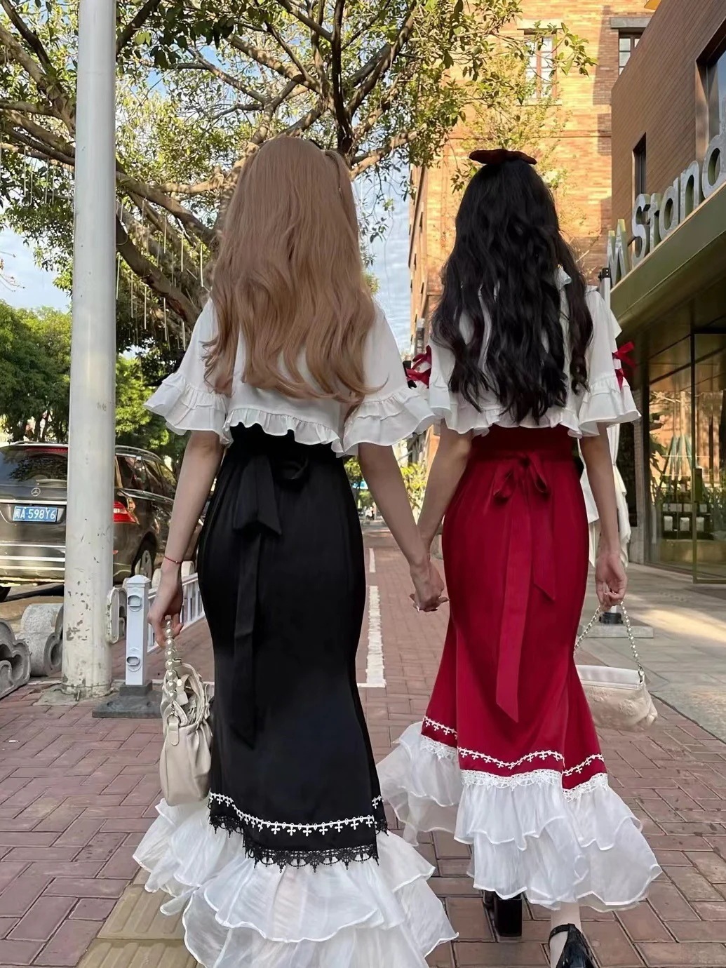 パーティードレス スーツ デザイン感ガーリーレースウエストを収めたスリムバッグヒップヒップワンピース+リボンレースカーディガン パーティードレス スーツ デザイン感ガーリーレースウエストを収めたスリムバッグヒップヒップワンピース+リボンレースカーディガン