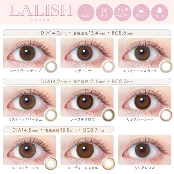 レリッシュ ワンデー 10枚入りx4箱 LALISH 1day カラコン ポスト投函