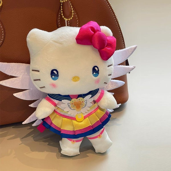 ハローキティ ストラップ付きぬいぐるみ Qoo10] 【3点400OFF/3+1/5+1】キテ