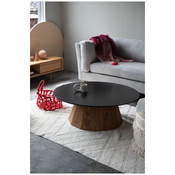 ラウンドテーブルL ブラック 約幅90cm 完成品