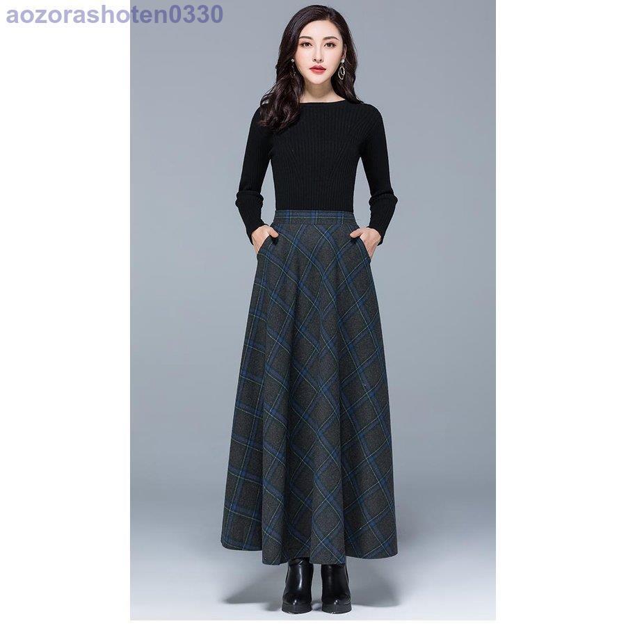 ロングスカート 秋 チェック柄スカート レディース スカート マキシ丈 40代 冬 Aラインスカート 50代 ウエストゴム 通勤 マキシスカート 30代