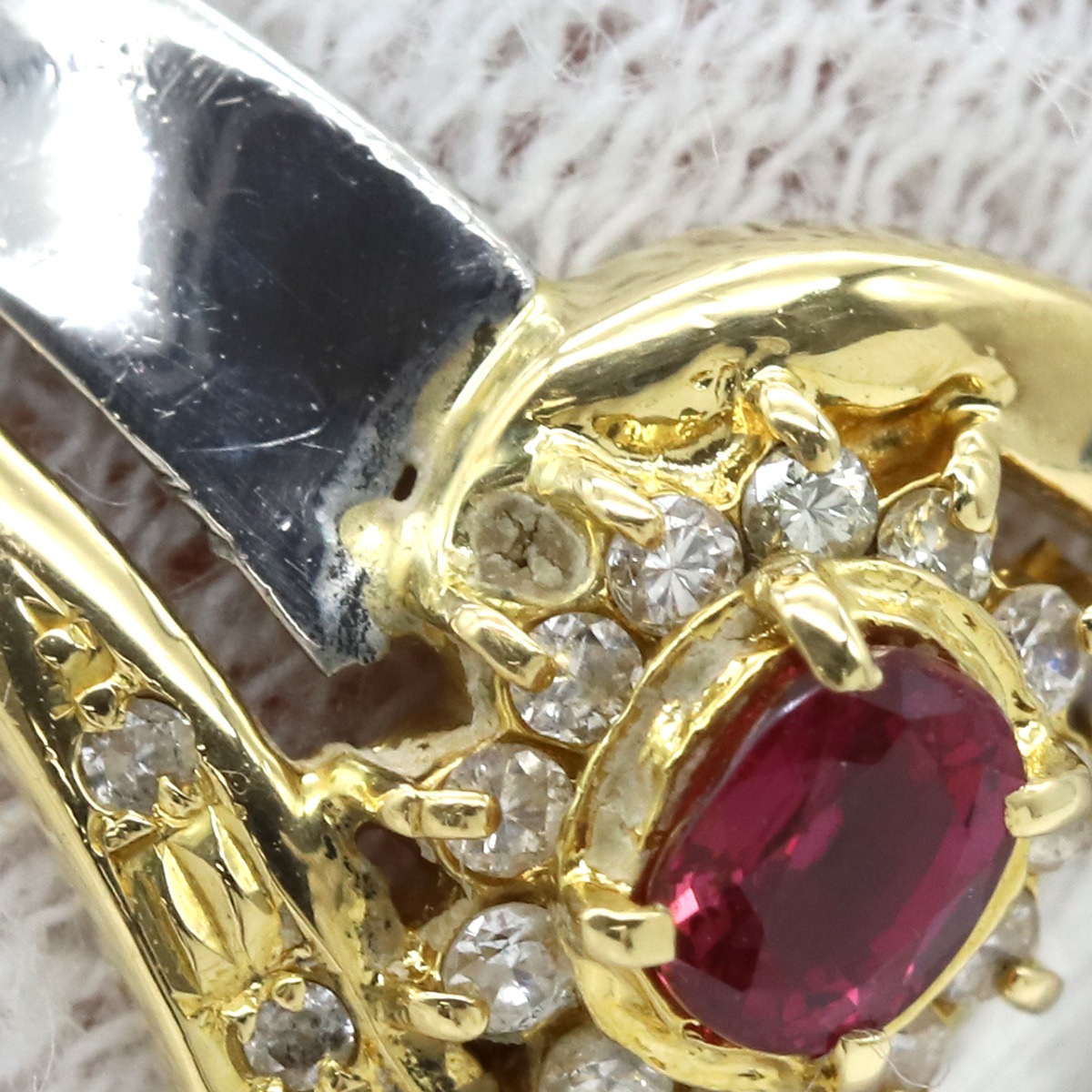 リング 指輪 ルビー ダイヤリング K18YG Pt900 ルビー ダイヤモンド イエローゴールドXプラチナシルバー コンビリング 10.5号【中古】 リング 指輪 ルビー ダイヤリング K18YG Pt900 ルビー ダイヤモンド イエローゴールドXプラチナシルバー コンビリング 10.5号【中古】