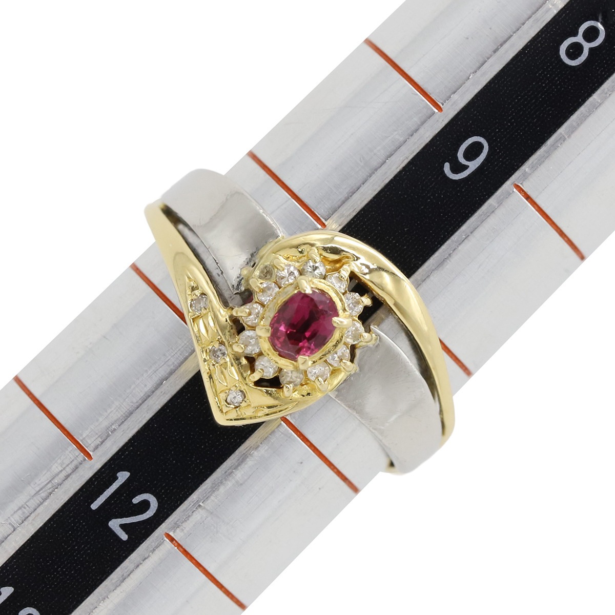 リング 指輪 ルビー ダイヤリング K18YG Pt900 ルビー ダイヤモンド イエローゴールドXプラチナシルバー コンビリング 10.5号【中古】 リング 指輪 ルビー ダイヤリング K18YG Pt900 ルビー ダイヤモンド イエローゴールドXプラチナシルバー コンビリング 10.5号【中古】