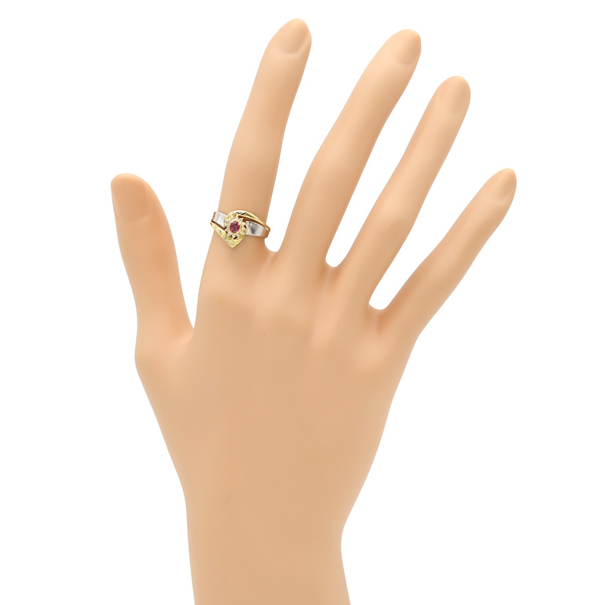 リング 指輪 ルビー ダイヤリング K18YG Pt900 ルビー ダイヤモンド イエローゴールドXプラチナシルバー コンビリング 10.5号【中古】 リング 指輪 ルビー ダイヤリング K18YG Pt900 ルビー ダイヤモンド イエローゴールドXプラチナシルバー コンビリング 10.5号【中古】