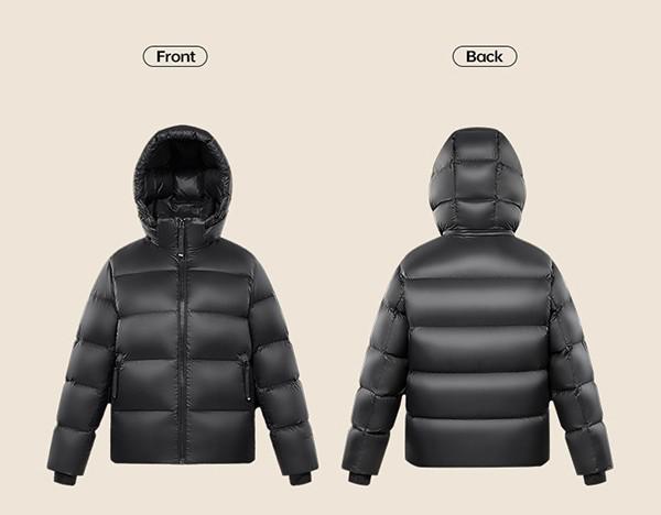 90%ガチョウダウン 極暖 ベンチコート ショート丈 フード付き 男女兼用