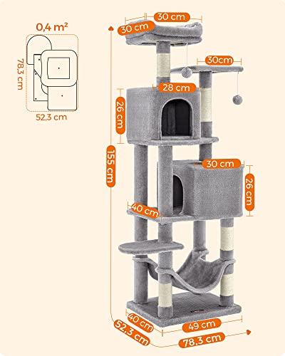 FEANDREA キャットタワー 猫タワー スリム 大型猫 多頭飼い 据え置き 省スペース ハンモック付き 爪とぎ 運動不足解消 高さ155CM PCT192W01 FEANDREA キャットタワー 猫タワー スリム 大型猫 多頭飼い 据え置き 省スペース ハンモック付き 爪とぎ 運動不足解消 高さ155CM PCT192W01