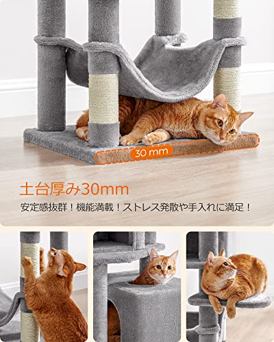FEANDREA キャットタワー 猫タワー スリム 大型猫 多頭飼い 据え置き 省スペース ハンモック付き 爪とぎ 運動不足解消 高さ155CM PCT192W01 FEANDREA キャットタワー 猫タワー スリム 大型猫 多頭飼い 据え置き 省スペース ハンモック付き 爪とぎ 運動不足解消 高さ155CM PCT192W01