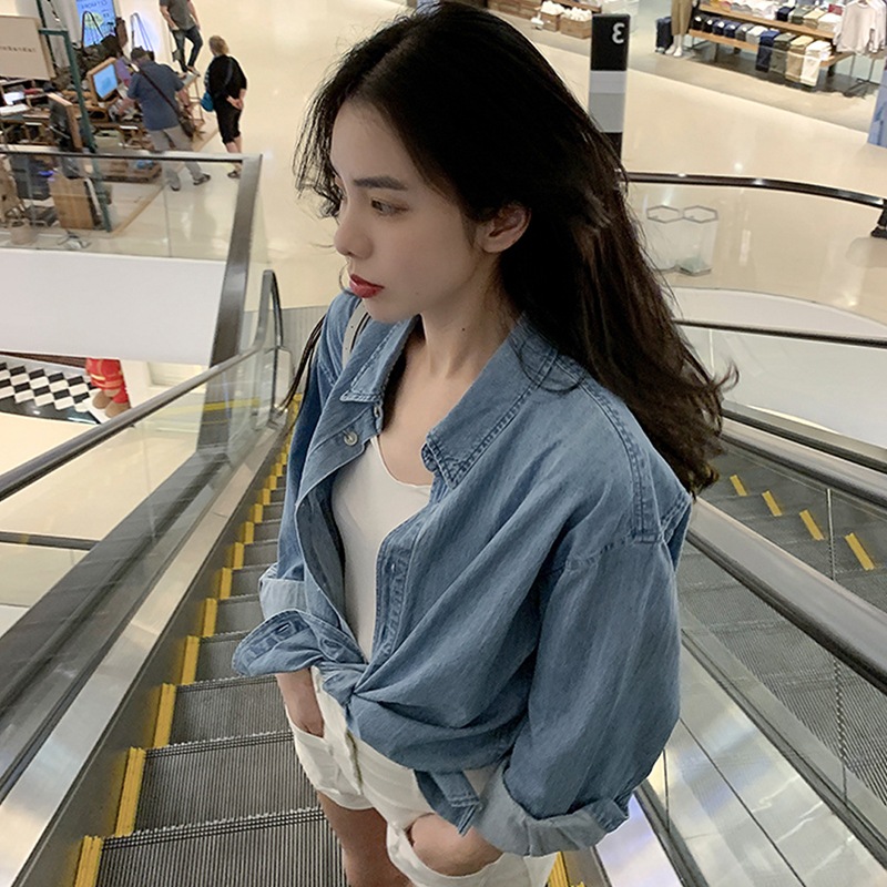 デニムシャツ トップス シャツ シンプル ブルー 青 レギュラー丈 袖あり 長袖 襟付き デニムシャツ トップス シャツ シンプル ブルー 青 レギュラー丈 袖あり 長袖 襟付き