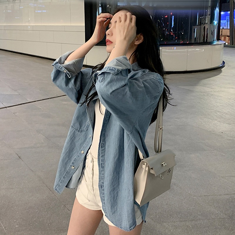 デニムシャツ トップス シャツ シンプル ブルー 青 レギュラー丈 袖あり 長袖 襟付き デニムシャツ トップス シャツ シンプル ブルー 青 レギュラー丈 袖あり 長袖 襟付き