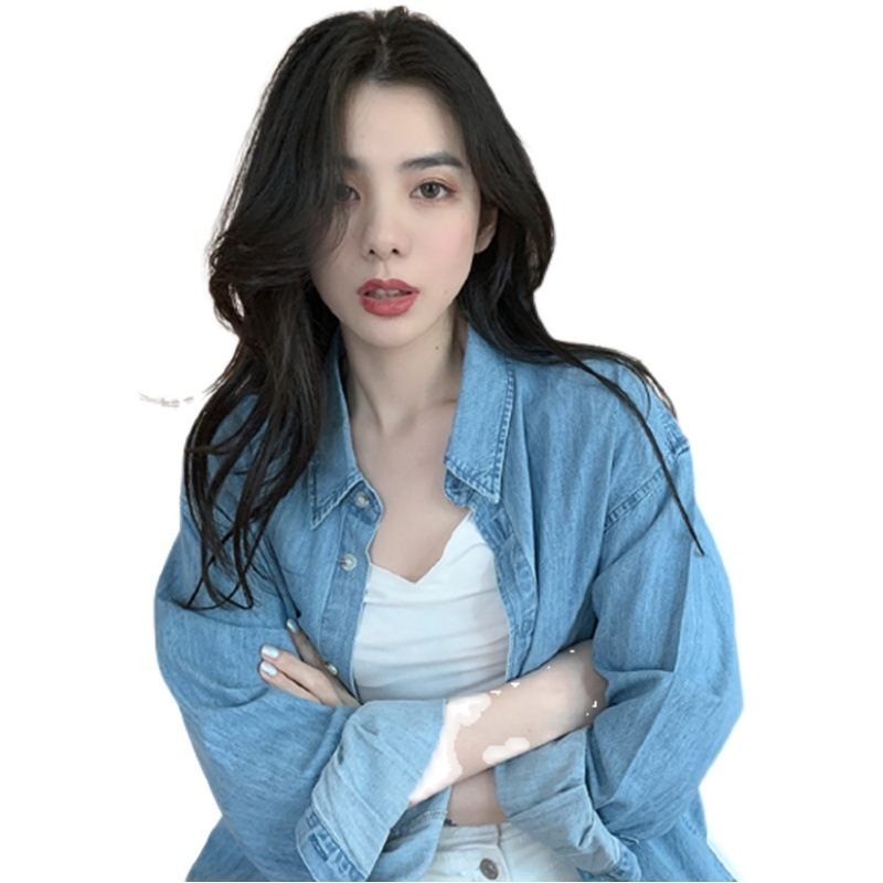 デニムシャツ トップス シャツ シンプル ブルー 青 レギュラー丈 袖あり 長袖 襟付き デニムシャツ トップス シャツ シンプル ブルー 青 レギュラー丈 袖あり 長袖 襟付き