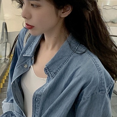 デニムシャツ トップス シャツ シンプル ブルー 青 レギュラー丈 袖あり 長袖 襟付き デニムシャツ トップス シャツ シンプル ブルー 青 レギュラー丈 袖あり 長袖 襟付き