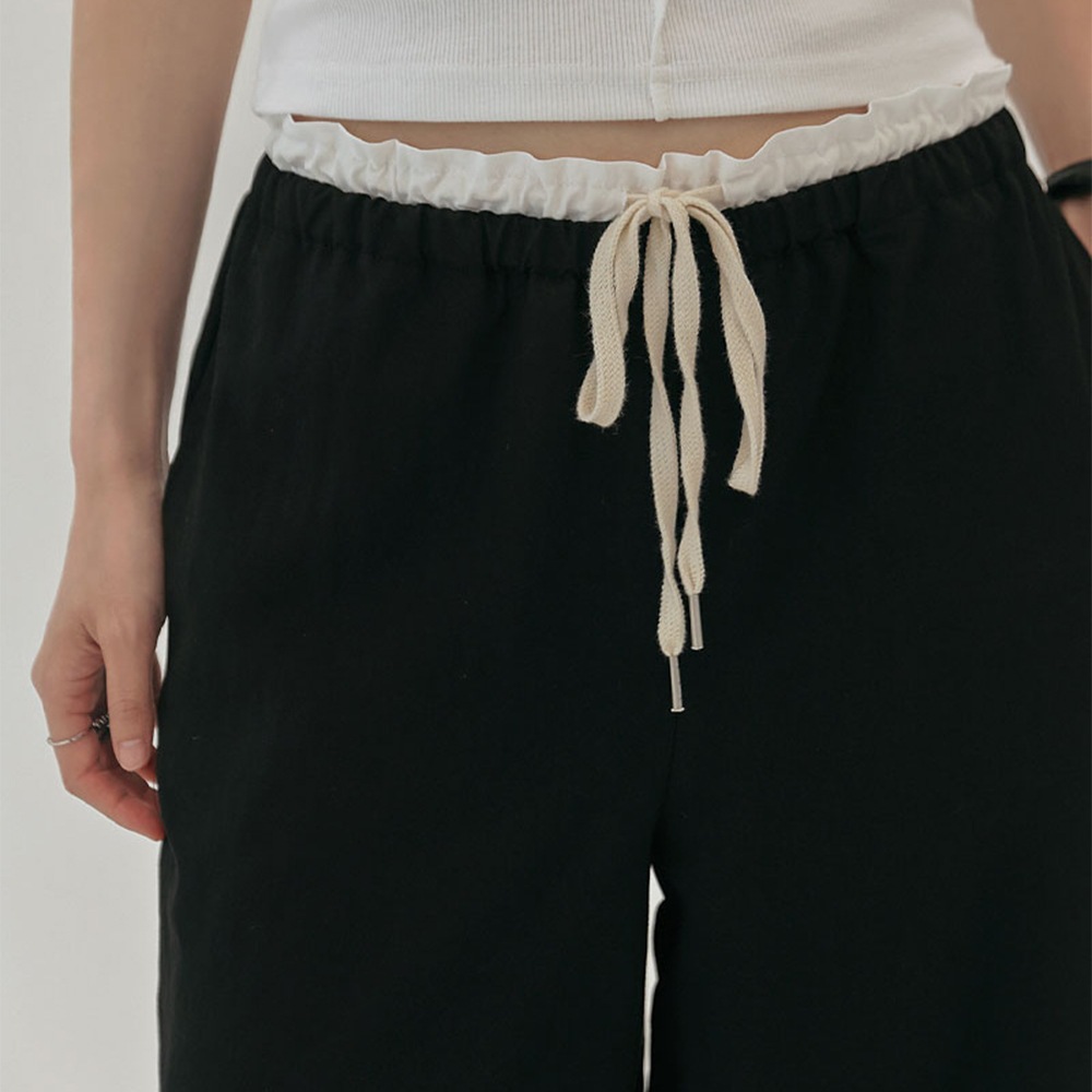 ステアカラーリングフリルバンディングワイドパンツ ステアカラーリングフリルバンディングワイドパンツ