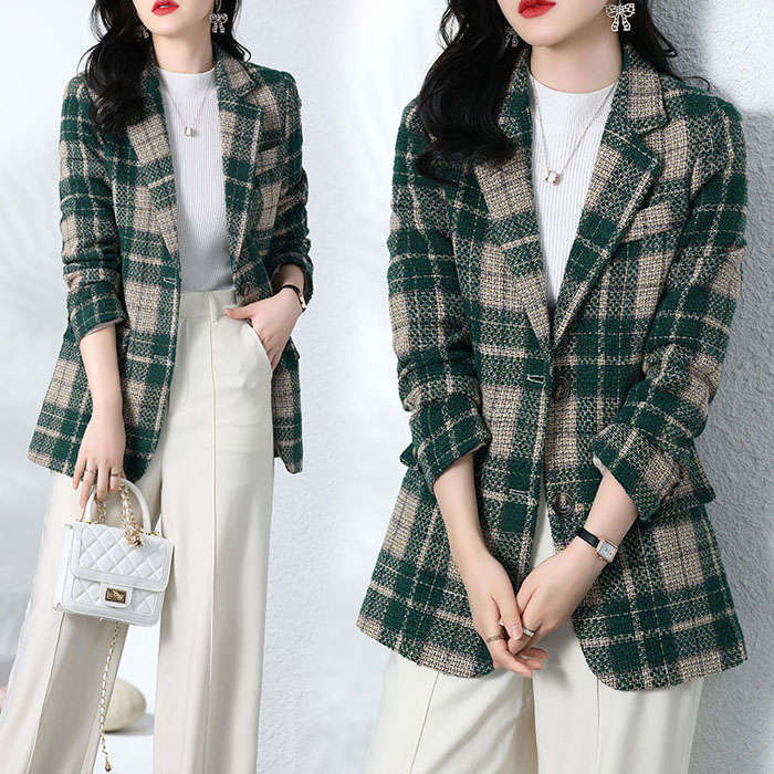 テーラードジャケット レディース スーツ 春秋 チェック柄ジャケット コート スーツジャケット トップス 長袖 アウター 着痩せ お洒落 通勤 OL ビジネス 大人 ファッション 上品 30代 40代