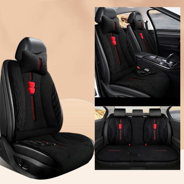 シートヒーター加熱可愛いもこもこ運転席座面腰面カー用品ホットカーペッ7点セット2段階温度調節暖かい人気おすすめ