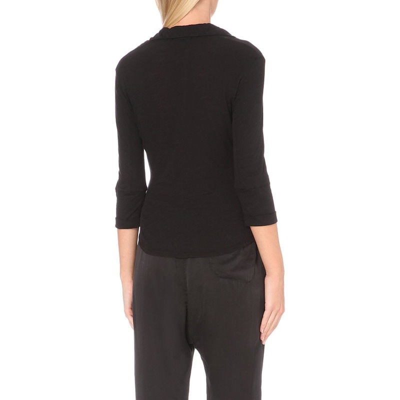 ジェームス パース レディース トップス ブラウス・シャツ【button-up cotton-jersey shirt】Black ジェームス パース レディース トップス ブラウス・シャツ【button-up cotton-jersey shirt】Black