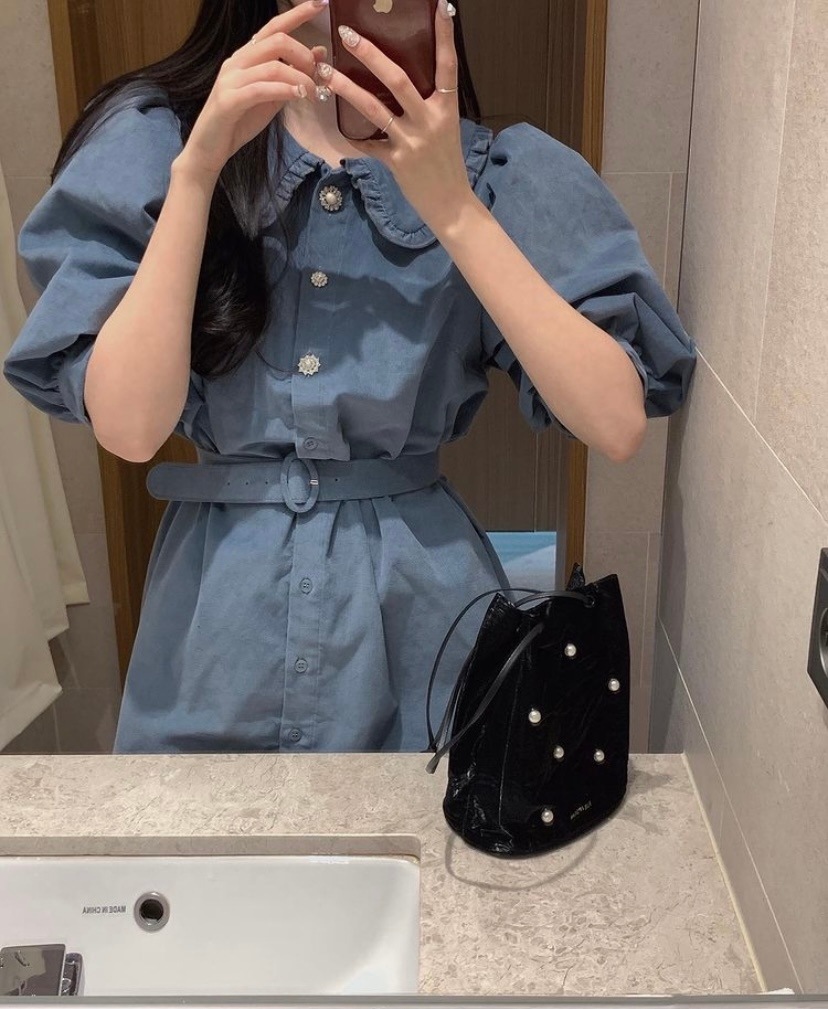 レトロ風 ワンピース 半袖 春 夏 きれいめ カジュアル かわいい フォーマル aライン シャツワンピース Aライン フレア ショート ショート丈 膝上 五分袖 ぽわん袖 ボリューム袖 ボリュームスリ