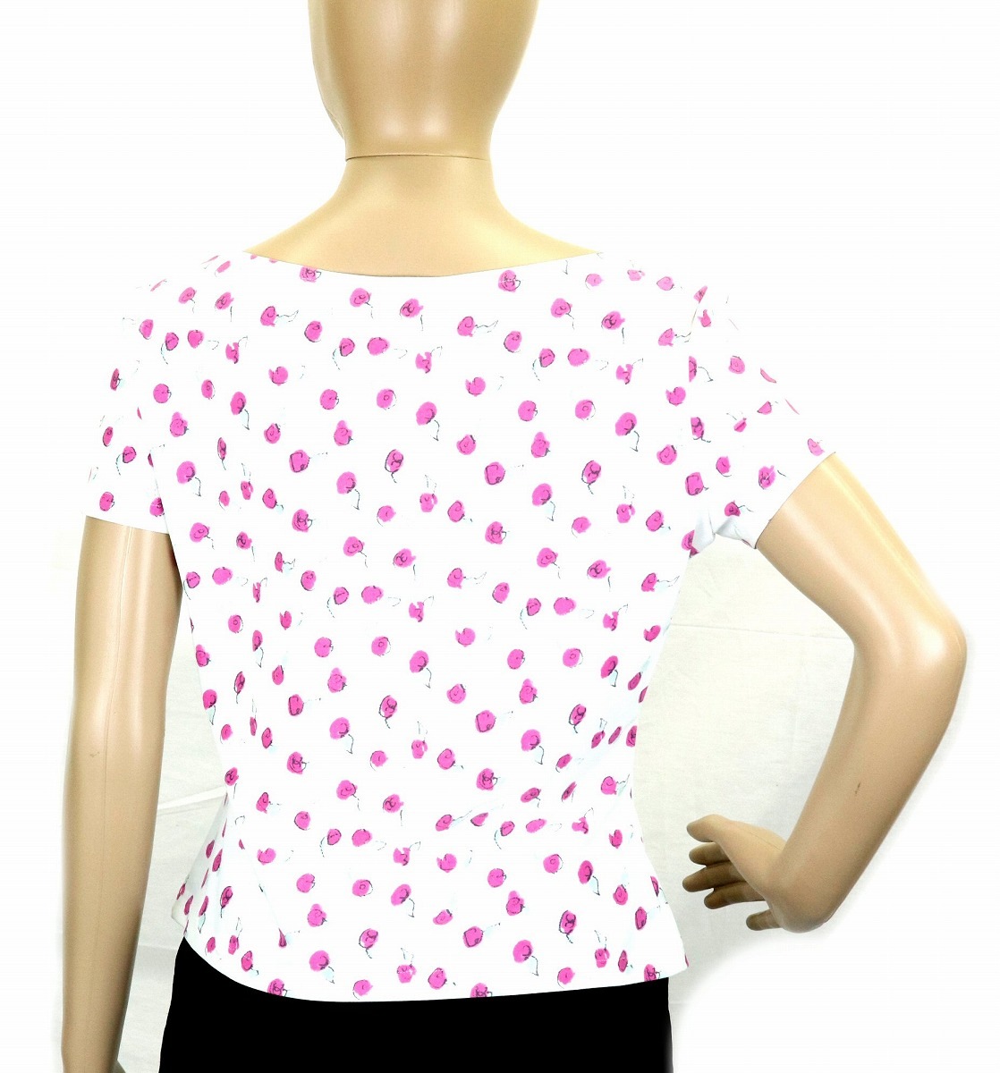 レディース カットソー トップス フラワー 半袖 ロゴ ココマーク ナイロン #44 白 ピンク P13561V07712