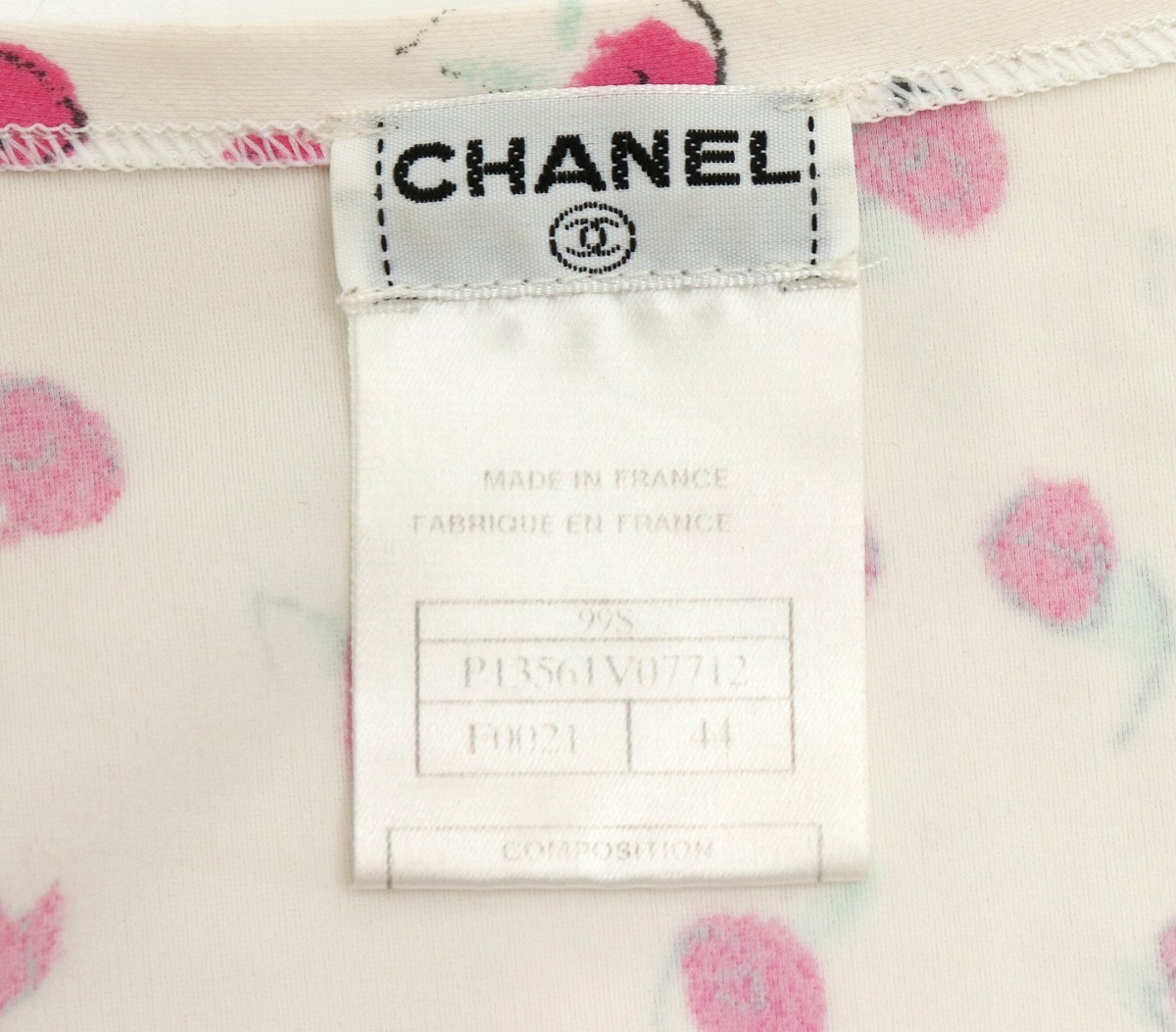 レディース カットソー トップス フラワー 半袖 ロゴ ココマーク ナイロン #44 白 ピンク P13561V07712