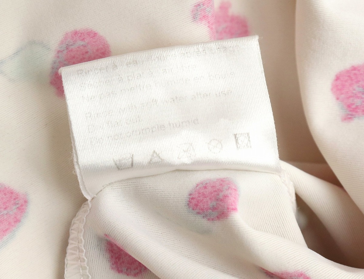 レディース カットソー トップス フラワー 半袖 ロゴ ココマーク ナイロン #44 白 ピンク P13561V07712