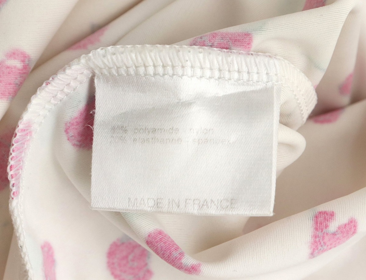 レディース カットソー トップス フラワー 半袖 ロゴ ココマーク ナイロン #44 白 ピンク P13561V07712