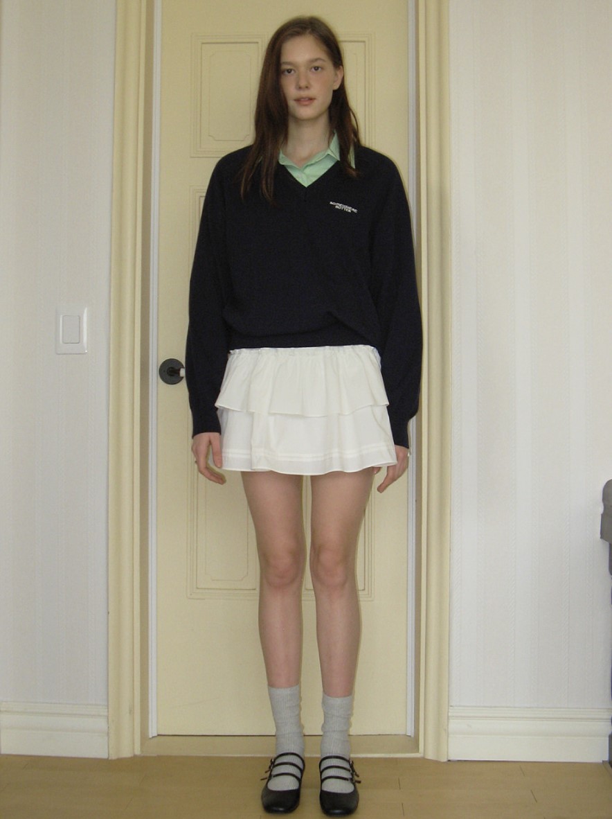 [IVE WONYOUNG] Cancan shirring ミニスカート(IVORY)