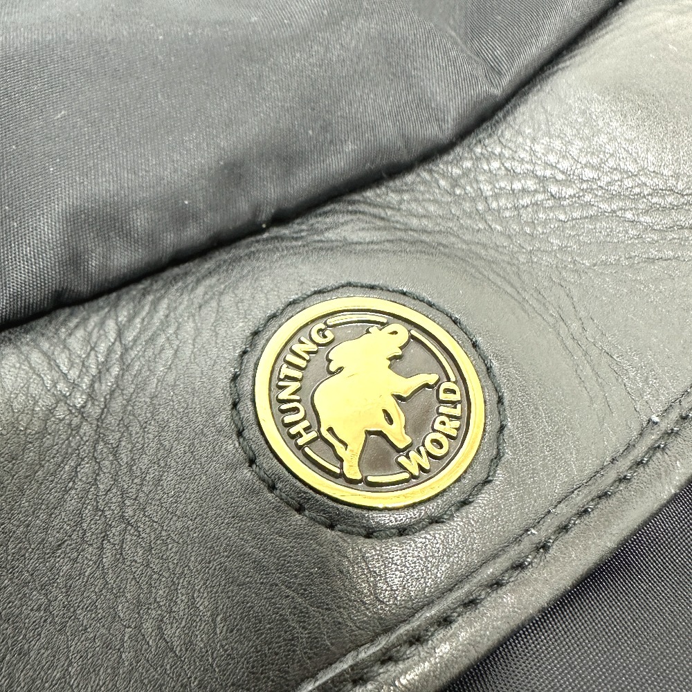 HUNTING WORLD ハンティングワールド ショルダーバッグ ロゴ ウエストバッグ ボディバッグ カバン バック ショルダーバック レザー/ナイロン ブラック