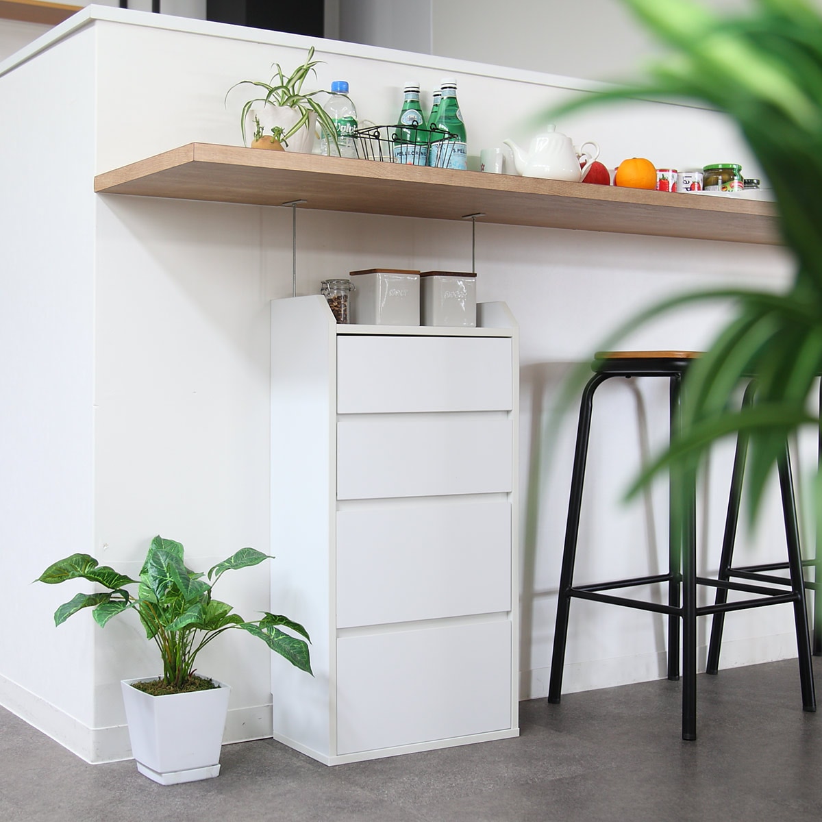 カウンター下収納 幅40cm チェスト 4段 薄型 カウンター下 カウンター 窓下収納 リビングチェスト ミニチェスト ローチェスト キッチン収納 キッチンカウンター 腰窓 収納 整理 幅40