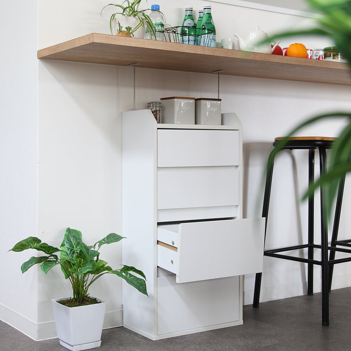 カウンター下収納 幅40cm チェスト 4段 薄型 カウンター下 カウンター 窓下収納 リビングチェスト ミニチェスト ローチェスト キッチン収納 キッチンカウンター 腰窓 収納 整理 幅40