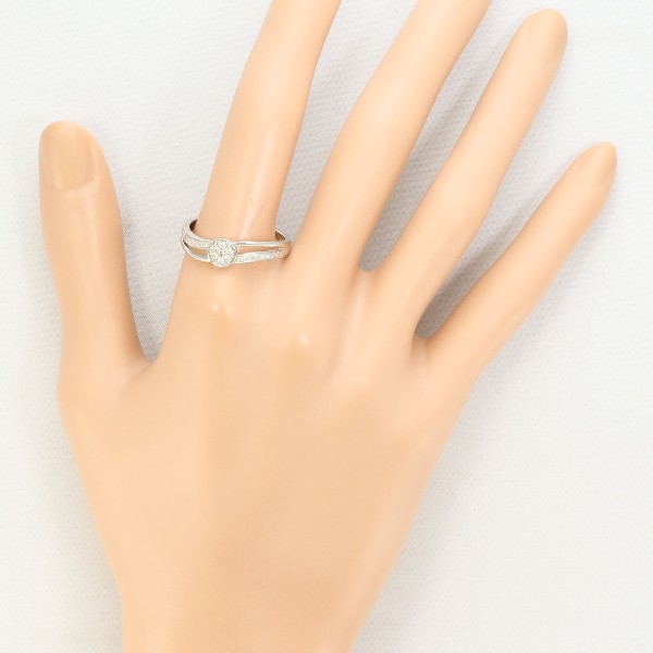 K18 18金 WG リング 20号 ダイヤ 0.20 中古 K18 18金 WG リング 20号 ダイヤ 0.20 中古