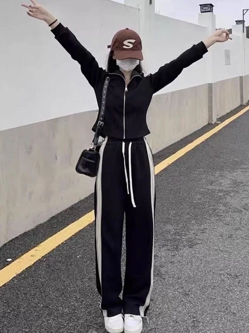 本の限定品韓国ジャージセットアップジャージスポーツウェア上下セットアップ秋ファッション韓国ゆるスリムファッション・カジュアル2点セットレディース・スポーツウェア・ツーピース