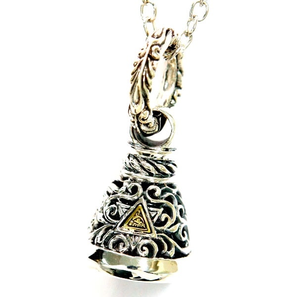 シルバーアクセサリー ベル 鐘 フリーメイソン ホルスの目 プロビデンスの目 秘密結社 ツタ ゴールド メンズ ペンダント ネックレス